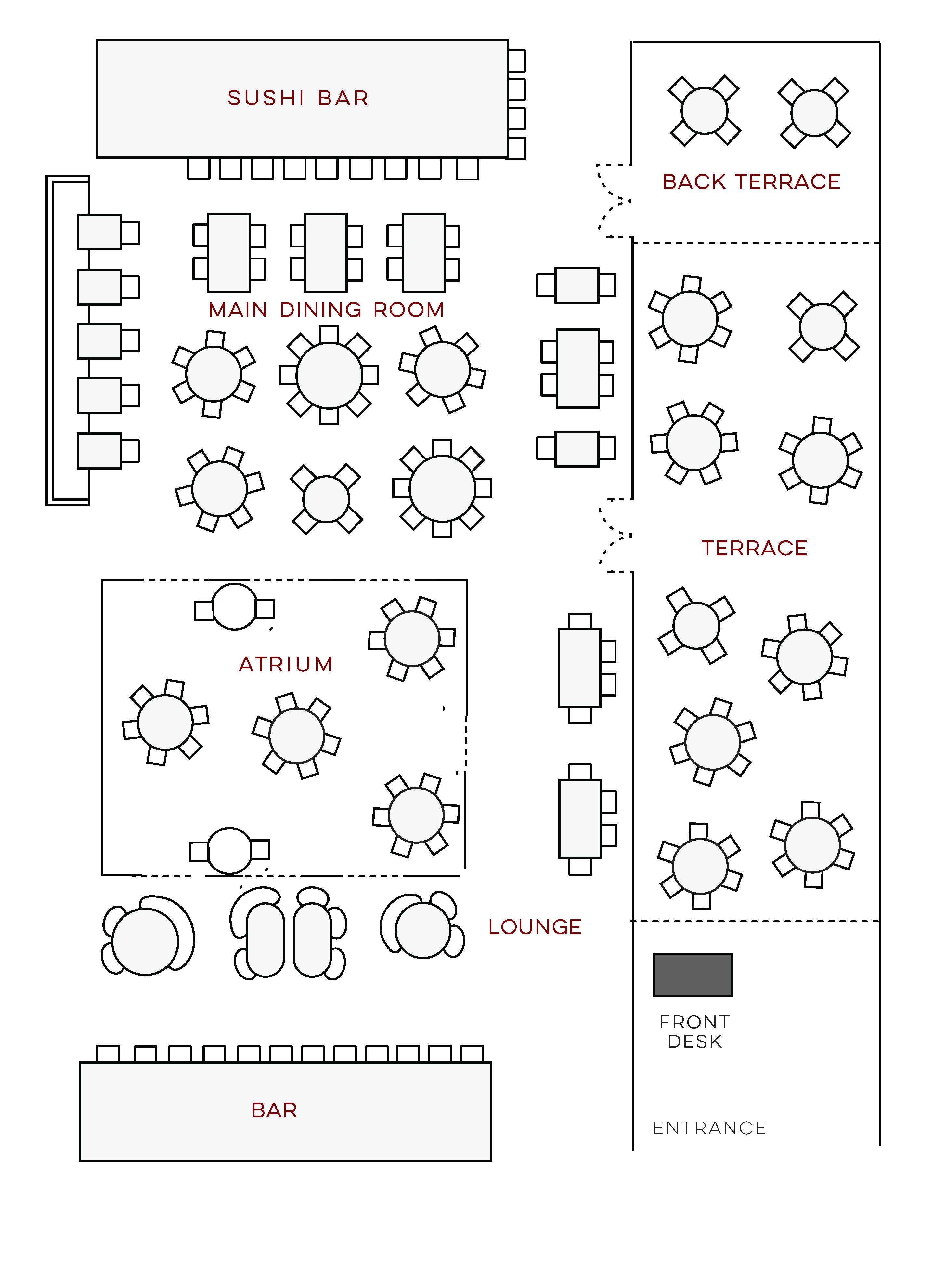 Nobu LA Events Floor Plan 2023