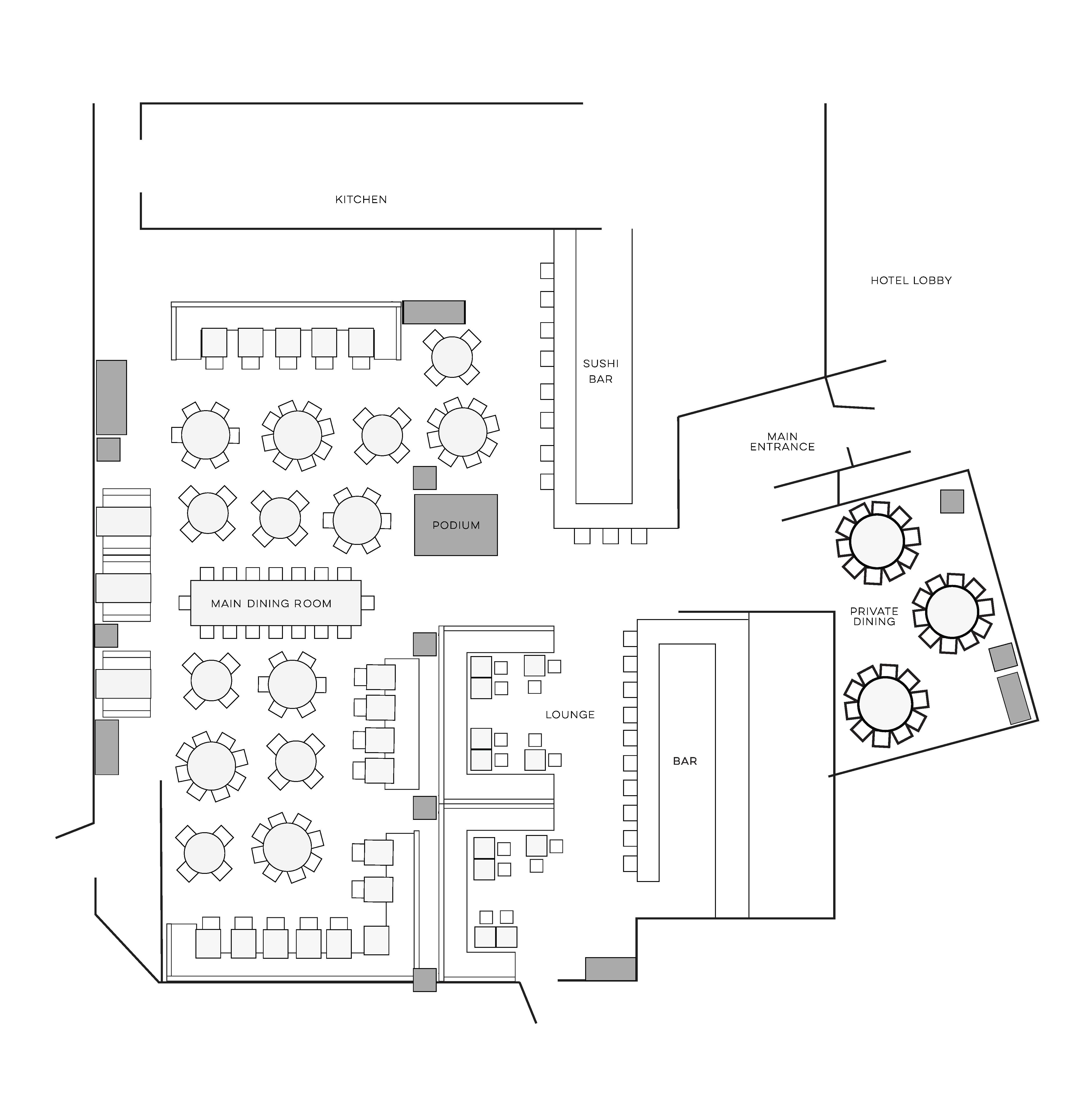 Nobu San Diego Events Floor Plan
