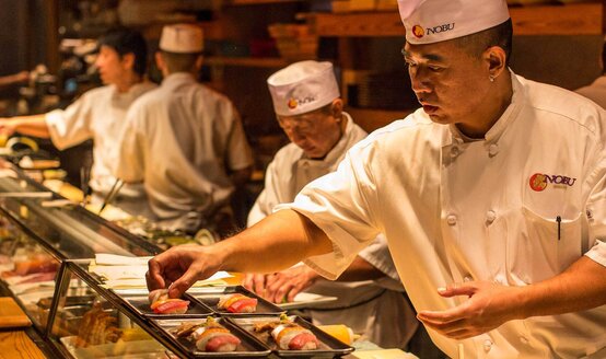 Nobu Sushi Chef making Sashimi